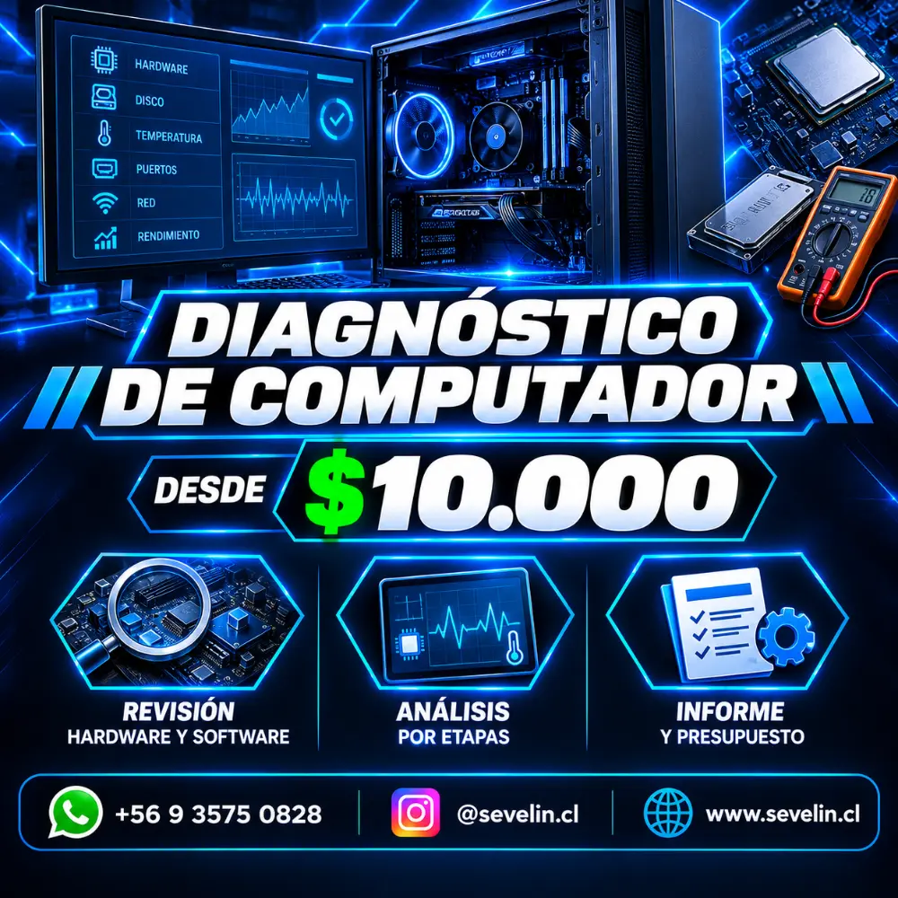 Diagnóstico Avanzado de Hardware & Detección de Fallas en PC o Notebook — Servicios Técnicos, Sevelin Arica