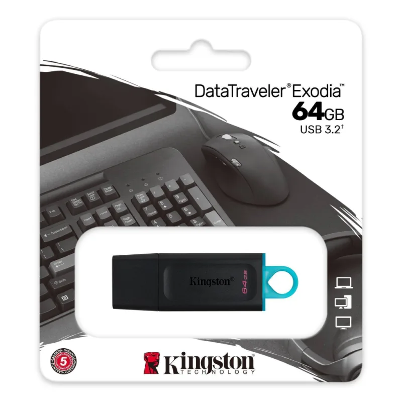 Pendrive Kingston DataTraveler Exodia 64GB USB 3.2 — Negro — Almacenamiento, Sevelin Arica