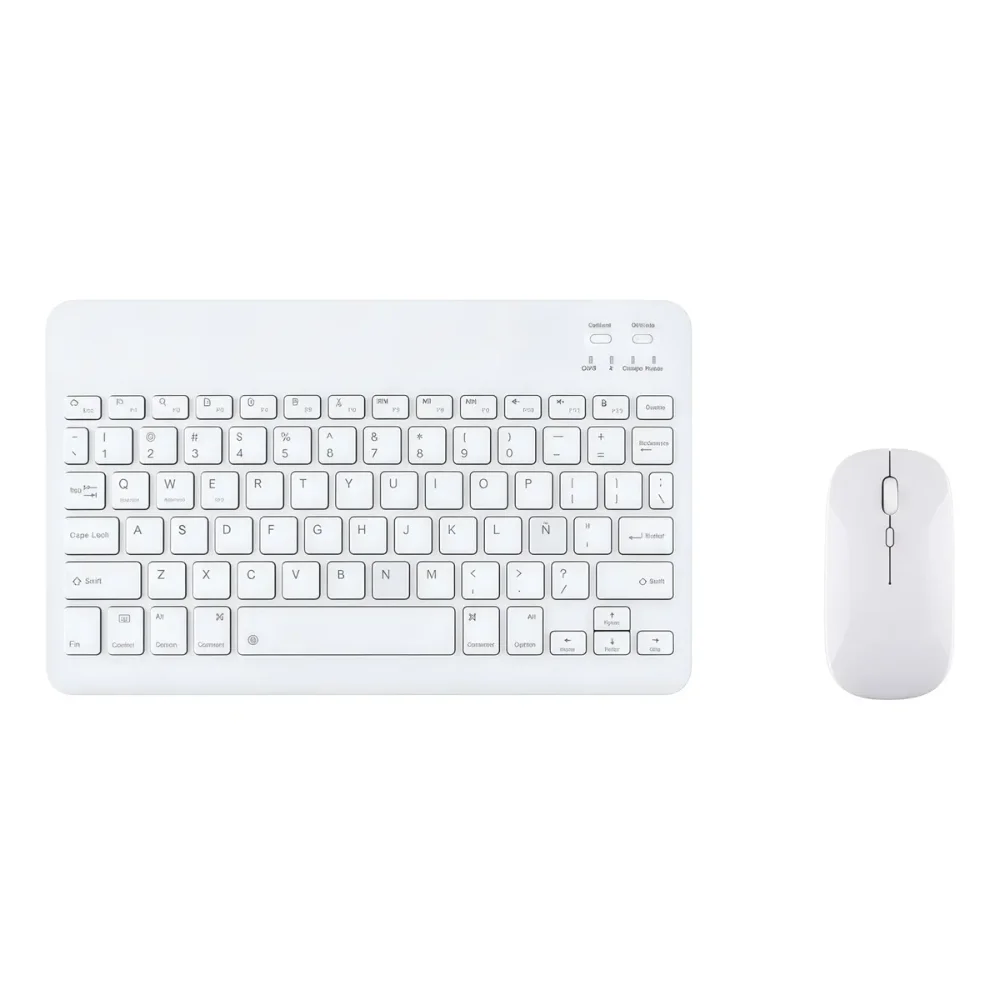 Kit de Mouse y Teclado Bluetooth Inalámbrico Recargable Blanco — Periféricos, Sevelin Arica