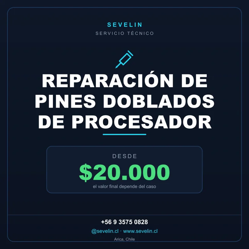 Reparación de Pines Doblados de Procesador (AMD PGA) — Servicios Técnicos, Sevelin Arica